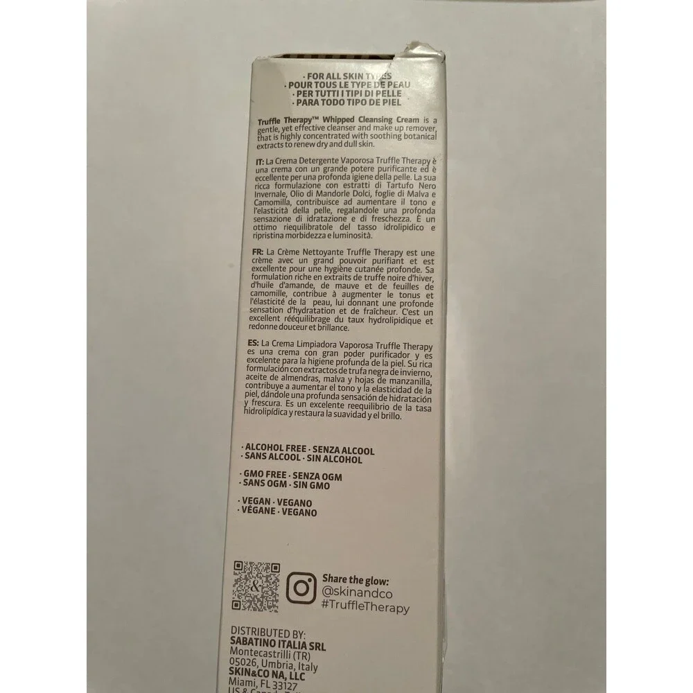 SKIN&CO Roma Truffle Therapy Whipped Cleansing Cream, cream cleanser New